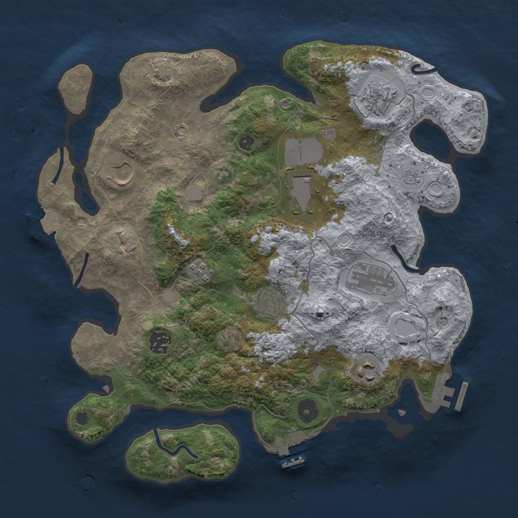 Rust Map: Procedural Map, Size: 3500, Seed: 2009418596, 16 Monuments