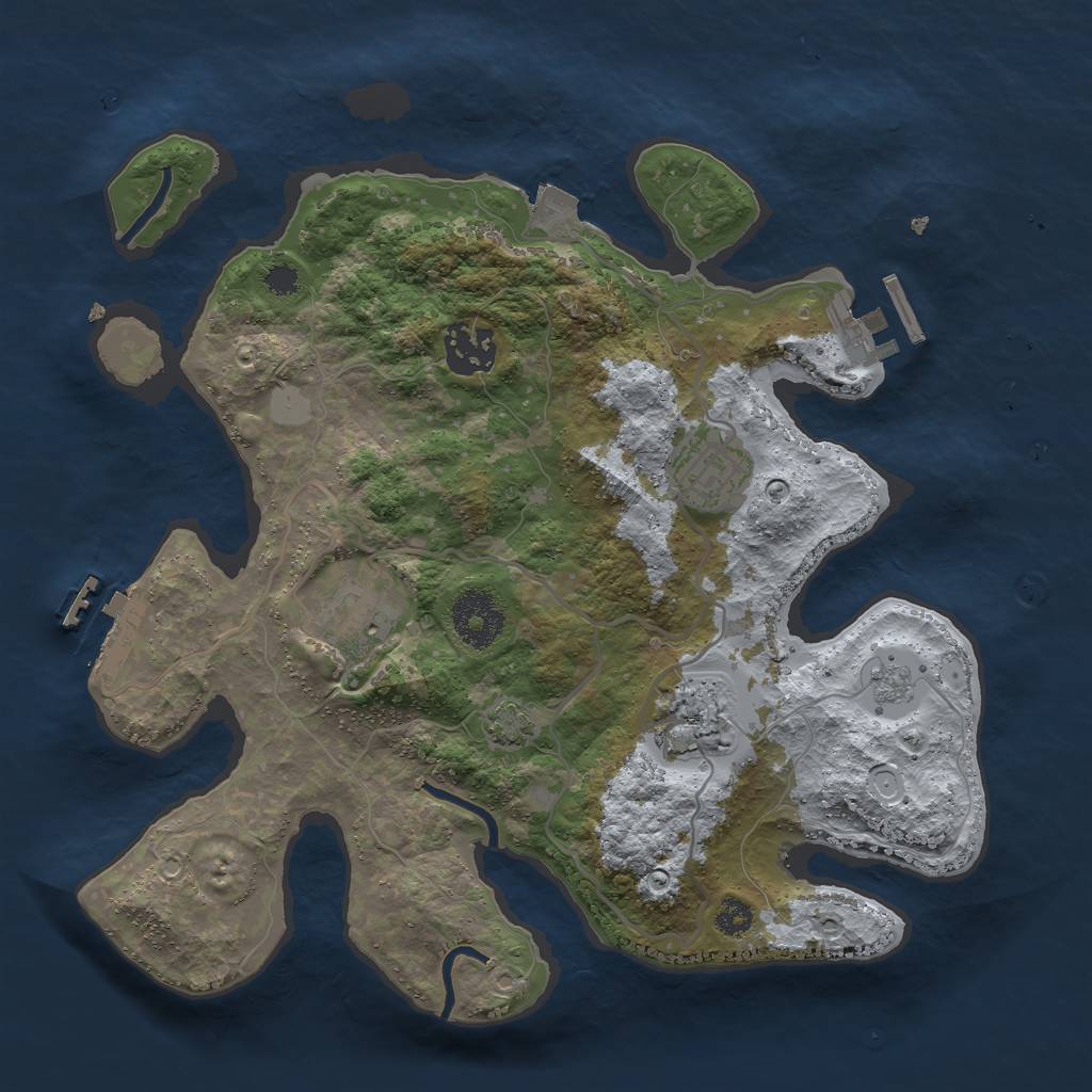 Rust Map: Procedural Map, Size: 3000, Seed: 571211929, 11 Monuments