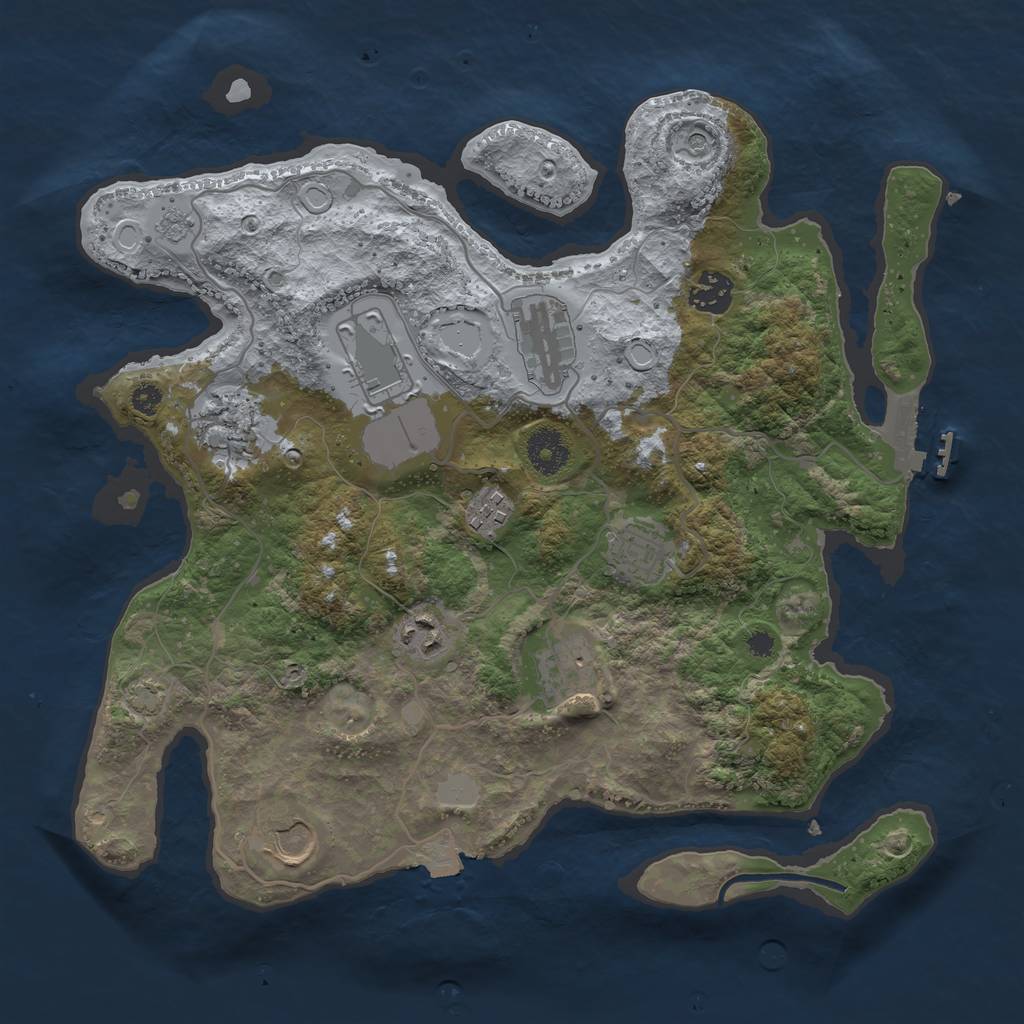 Rust Map: Procedural Map, Size: 3500, Seed: 2067217762, 16 Monuments