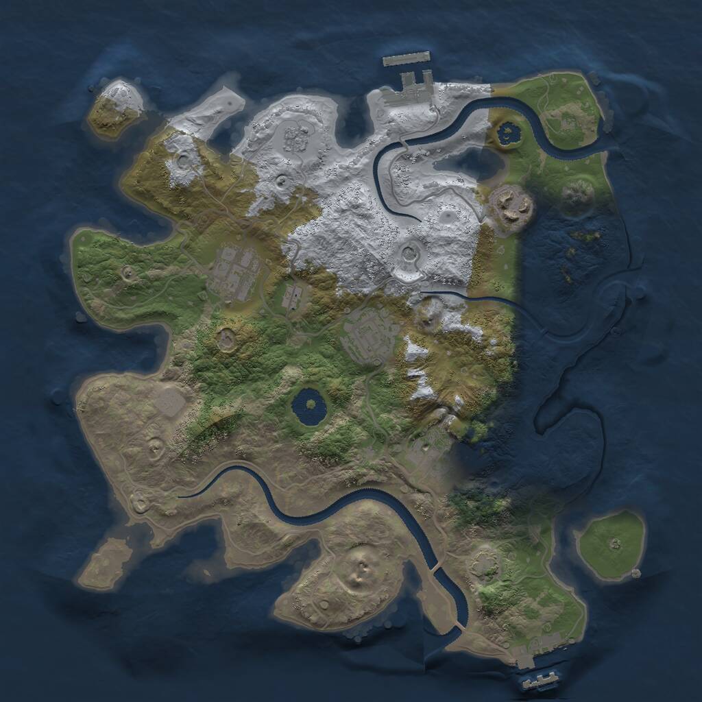 Rust Map: Procedural Map, Size: 3000, Seed: 18526, 10 Monuments