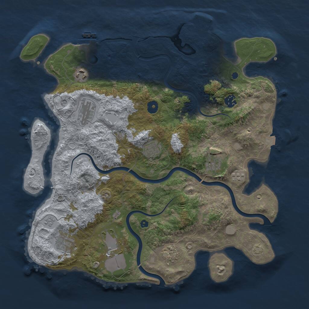 Rust Map: Procedural Map, Size: 3850, Seed: 648252890, 15 Monuments