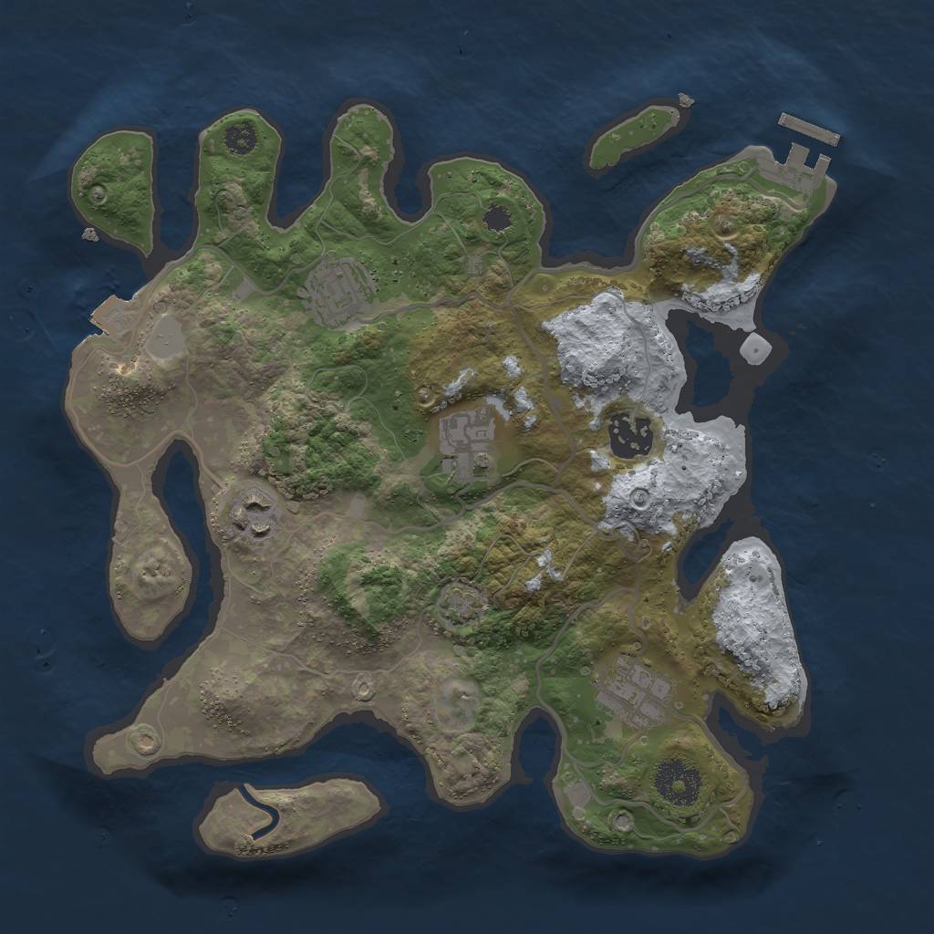 Rust Map: Procedural Map, Size: 3000, Seed: 494587738, 10 Monuments