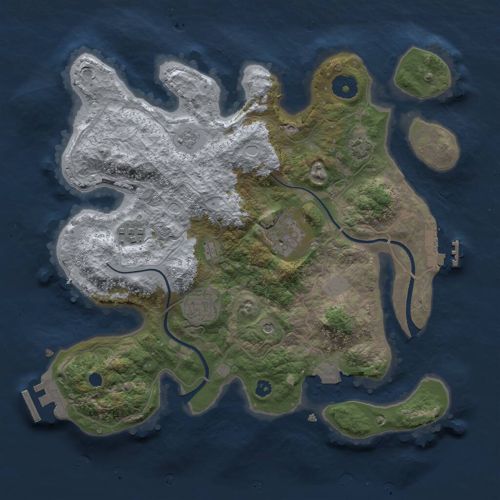Rust Map: Procedural Map, Size: 3000, Seed: 453546521, 9 Monuments