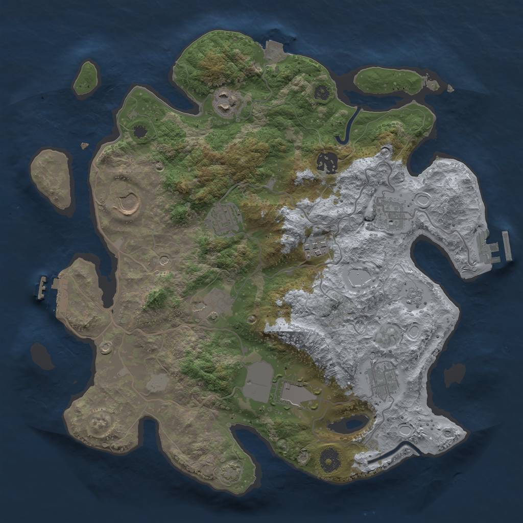 Rust Map: Procedural Map, Size: 3500, Seed: 1372489699, 17 Monuments