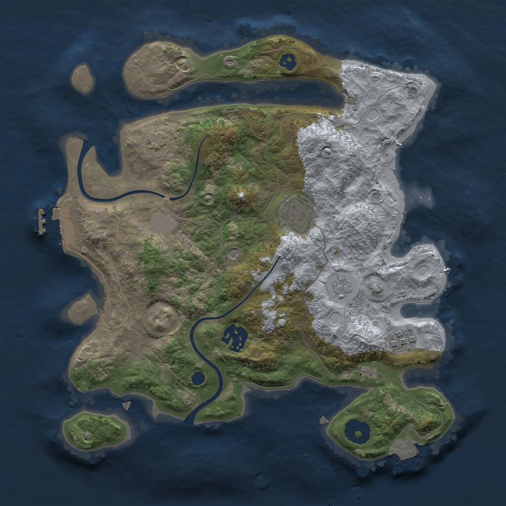 Rust Map: Procedural Map, Size: 3000, Seed: 23189, 8 Monuments
