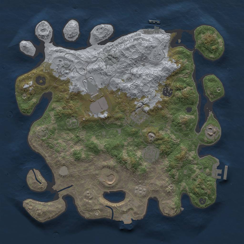 Rust Map: Procedural Map, Size: 3500, Seed: 1918205287, 16 Monuments