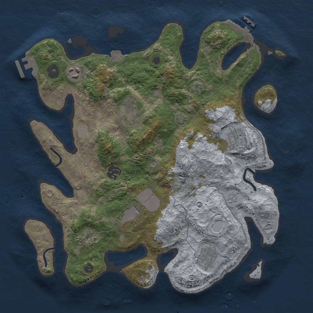 Rust Map: Procedural Map, Size: 3500, Seed: 684536456, 15 Monuments