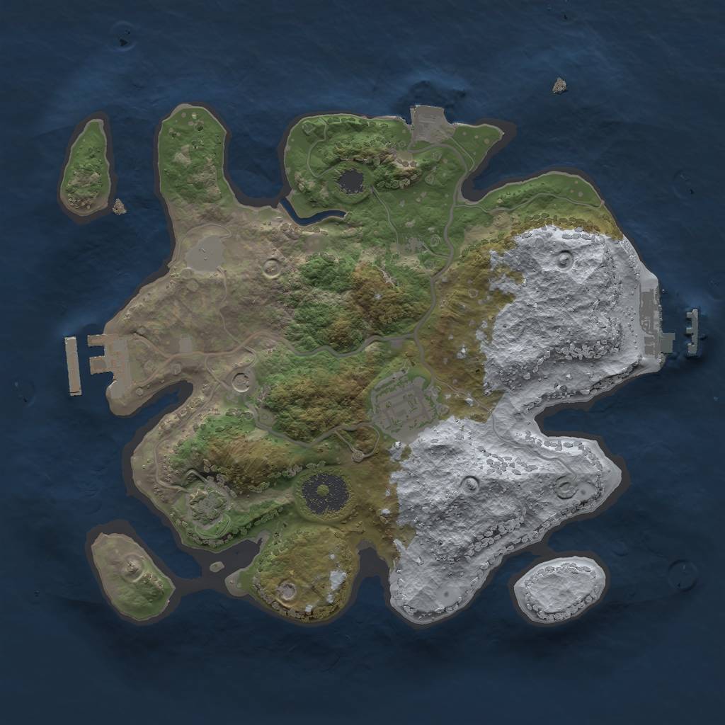 Rust Map: Procedural Map, Size: 2500, Seed: 804438776, 8 Monuments