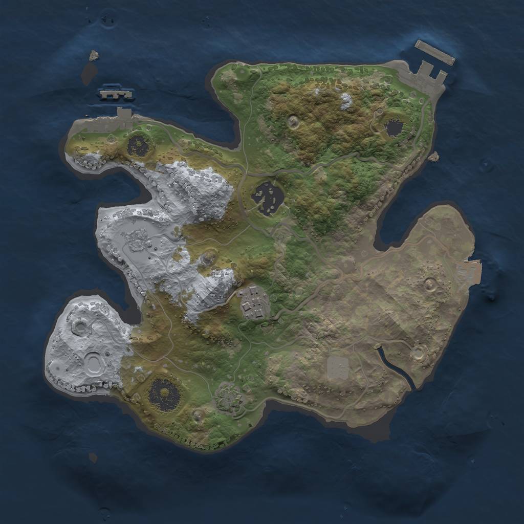 Rust Map: Procedural Map, Size: 2500, Seed: 2031781150, 9 Monuments