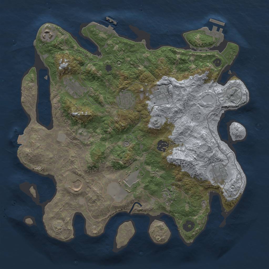 Rust Map: Procedural Map, Size: 3500, Seed: 898604037, 17 Monuments