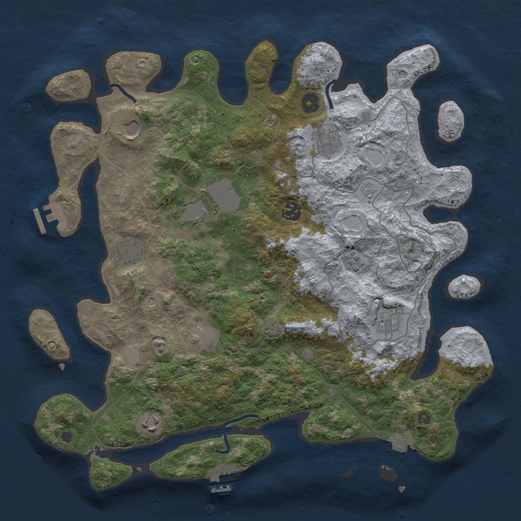 Rust Map: Procedural Map, Size: 4000, Seed: 709842093, 17 Monuments