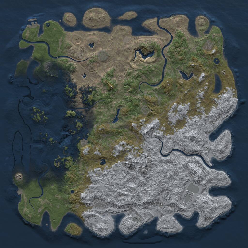 Rust Map: Procedural Map, Size: 6000, Seed: 2900, 17 Monuments