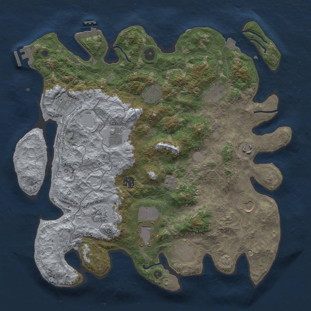 Rust Map: Procedural Map, Size: 4000, Seed: 712830924, 19 Monuments