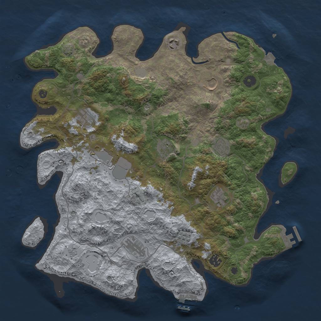 Rust Map: Procedural Map, Size: 4000, Seed: 115834944, 18 Monuments