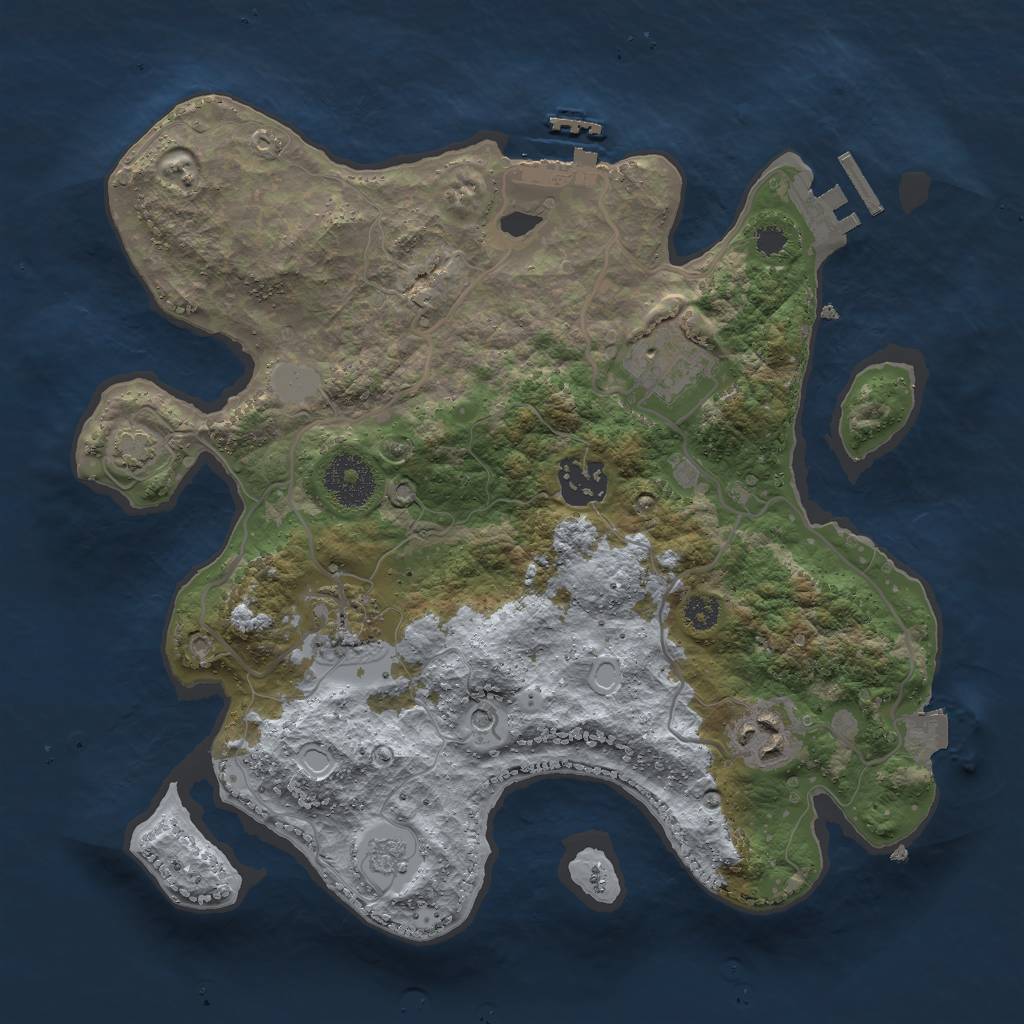 Rust Map: Procedural Map, Size: 3000, Seed: 12009, 12 Monuments