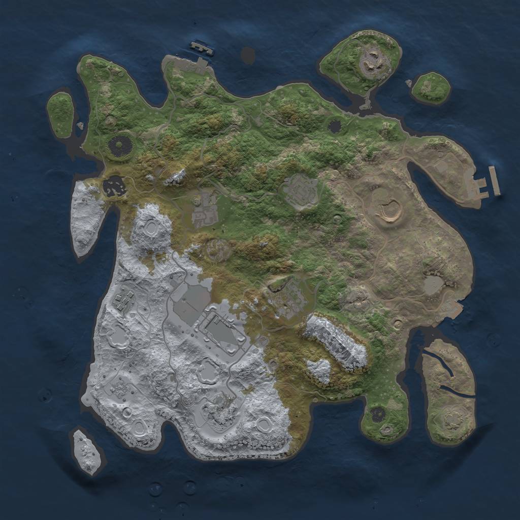 Rust Map: Procedural Map, Size: 3500, Seed: 650541185, 16 Monuments