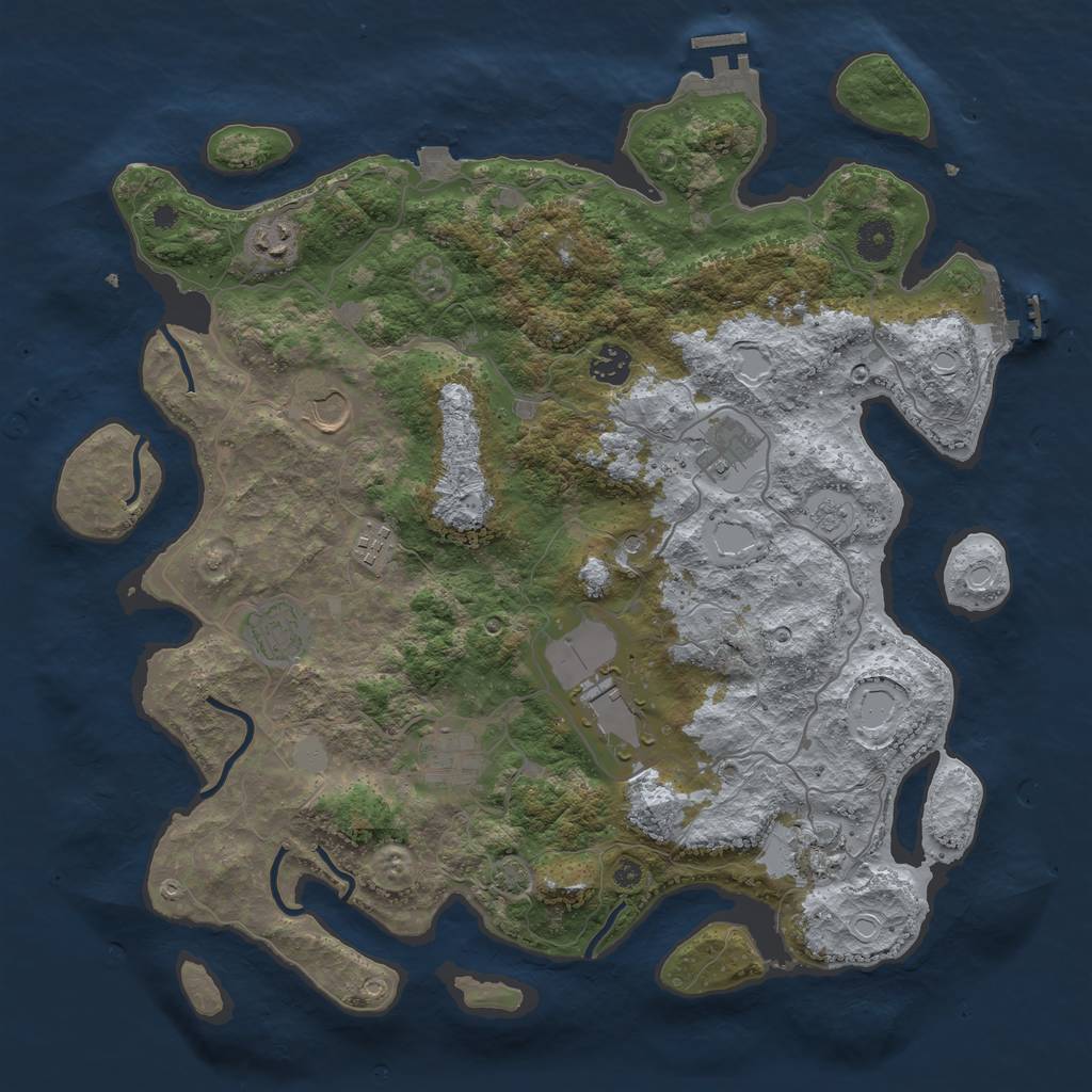 Rust Map: Procedural Map, Size: 4000, Seed: 1846241871, 17 Monuments