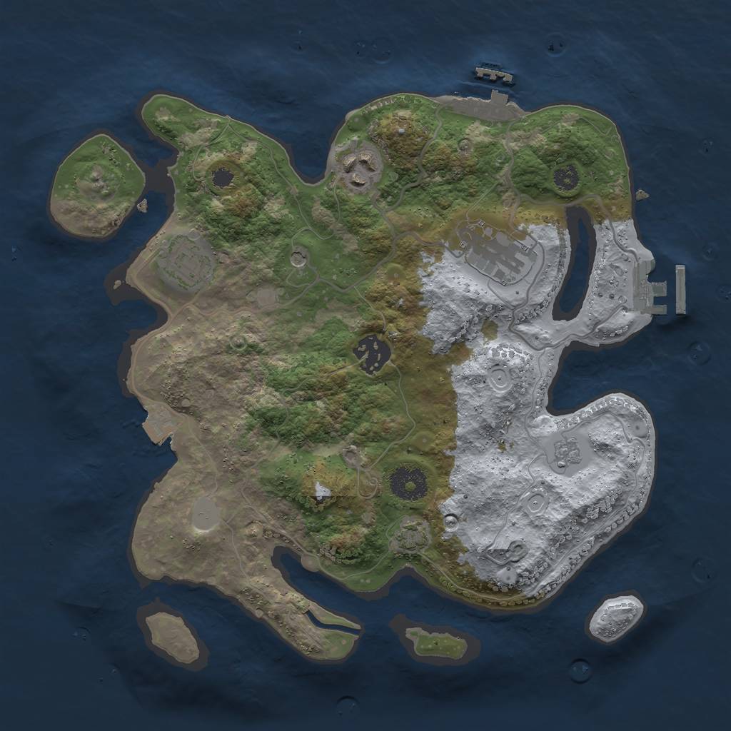 Rust Map: Procedural Map, Size: 3000, Seed: 1846241871, 12 Monuments