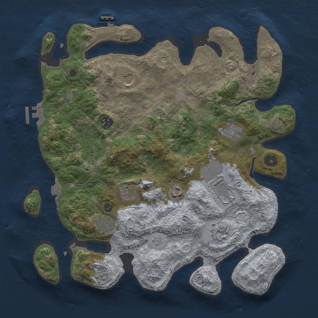 Rust Map: Procedural Map, Size: 3750, Seed: 6401338, 17 Monuments