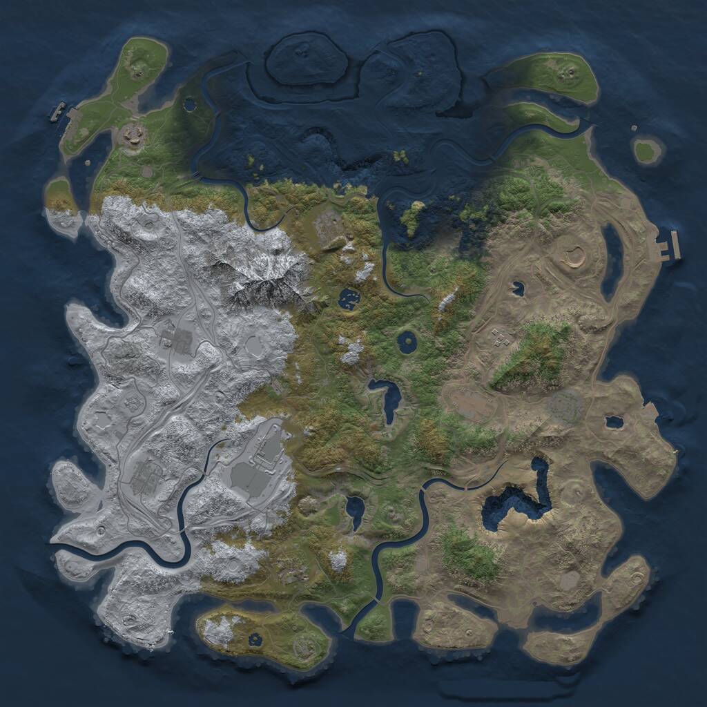 Rust Map: Procedural Map, Size: 5000, Seed: 874353663, 17 Monuments