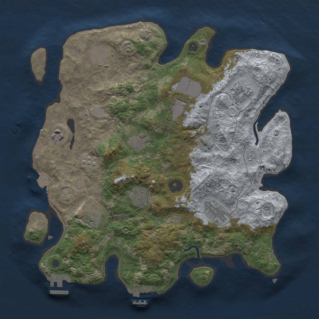 Rust Map: Procedural Map, Size: 3500, Seed: 829170950, 17 Monuments