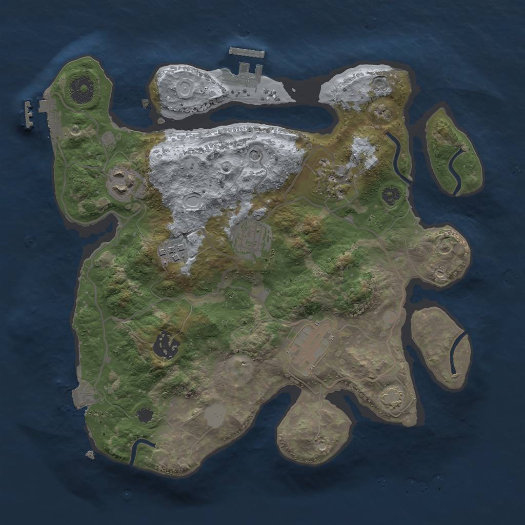Rust Map: Procedural Map, Size: 3000, Seed: 2468355, 13 Monuments