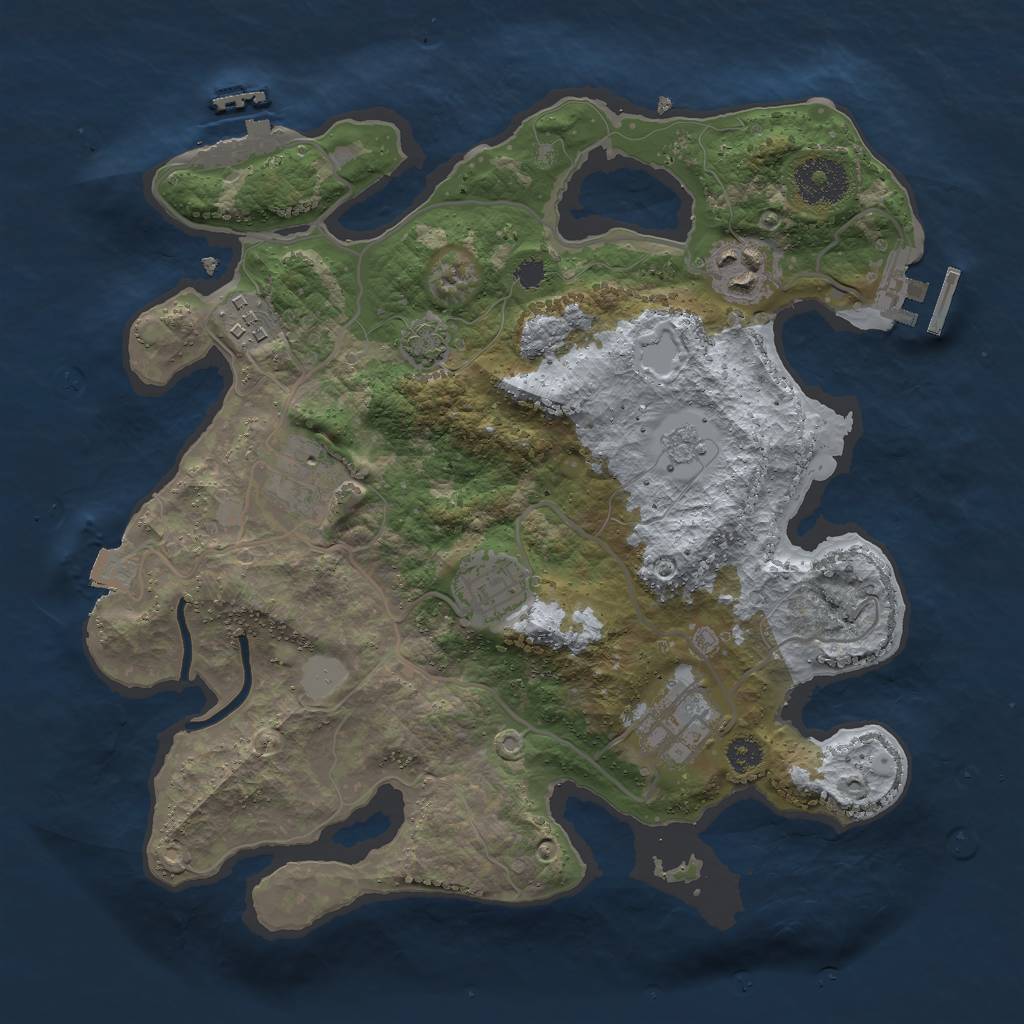 Rust Map: Procedural Map, Size: 3000, Seed: 843653646, 12 Monuments