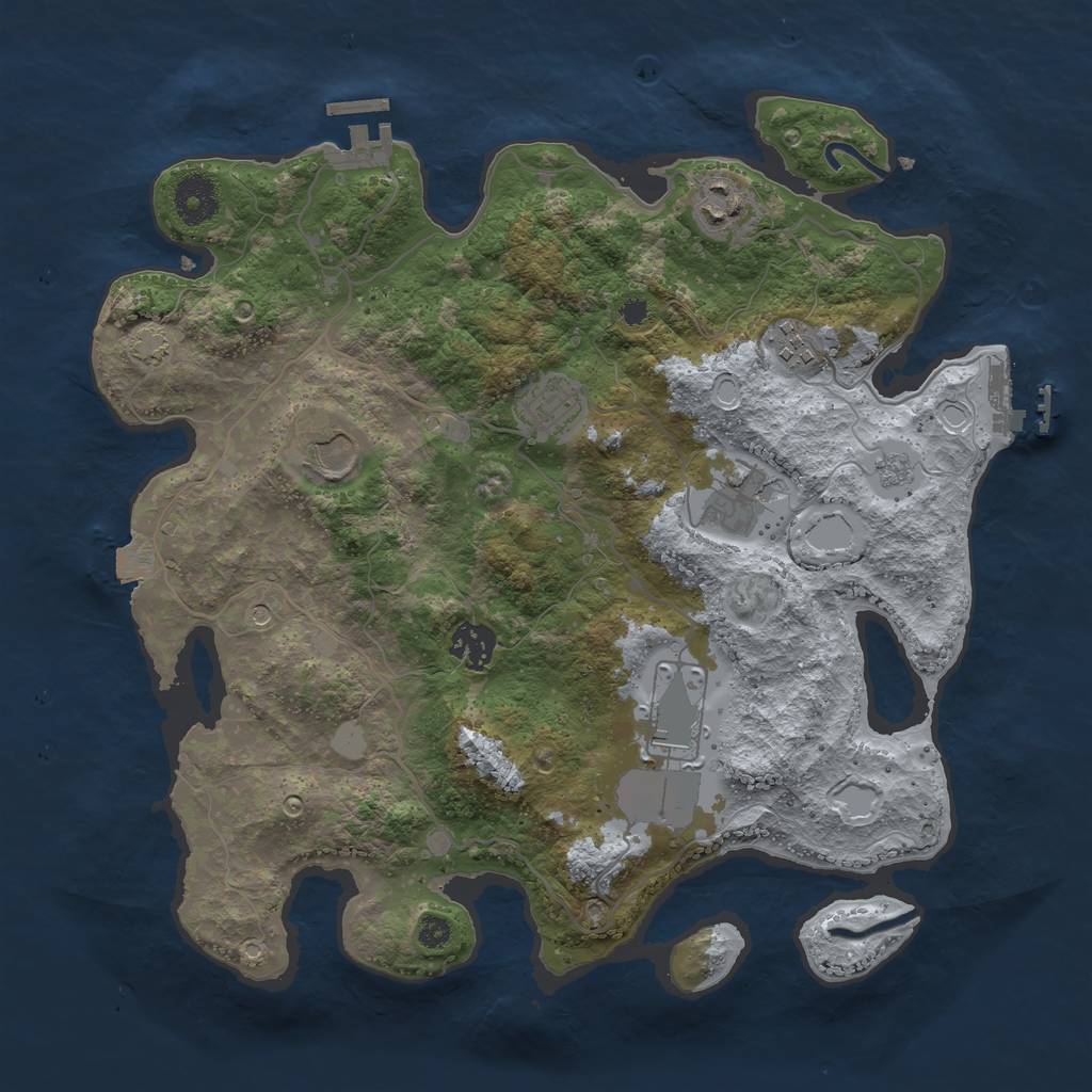 Rust Map: Procedural Map, Size: 3500, Seed: 4753853, 15 Monuments