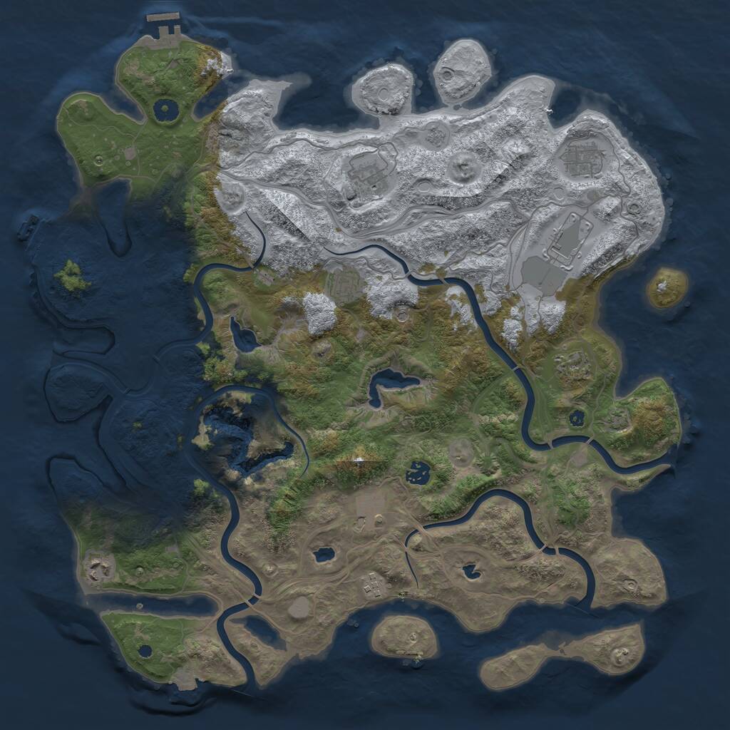 Rust Map: Procedural Map, Size: 4500, Seed: 1231407107, 15 Monuments
