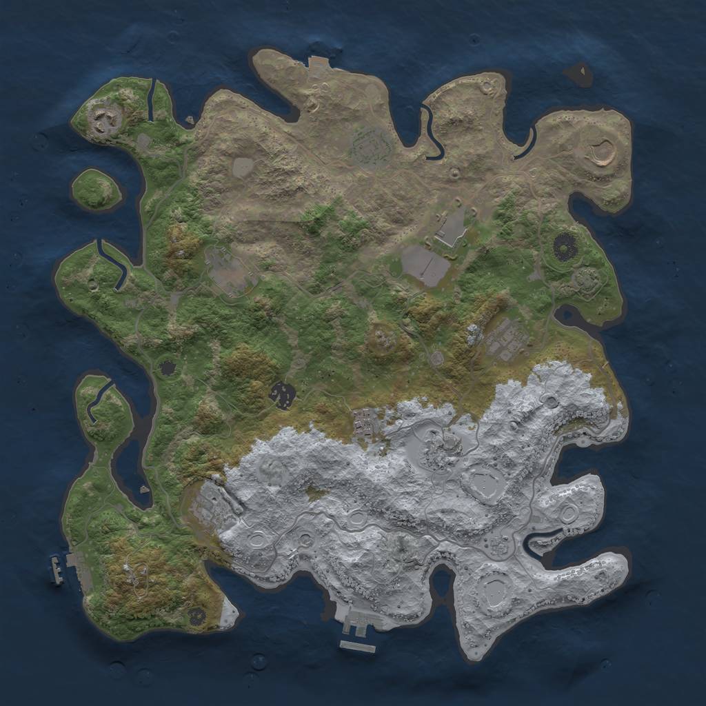 Rust Map: Procedural Map, Size: 4000, Seed: 1983041011, 18 Monuments