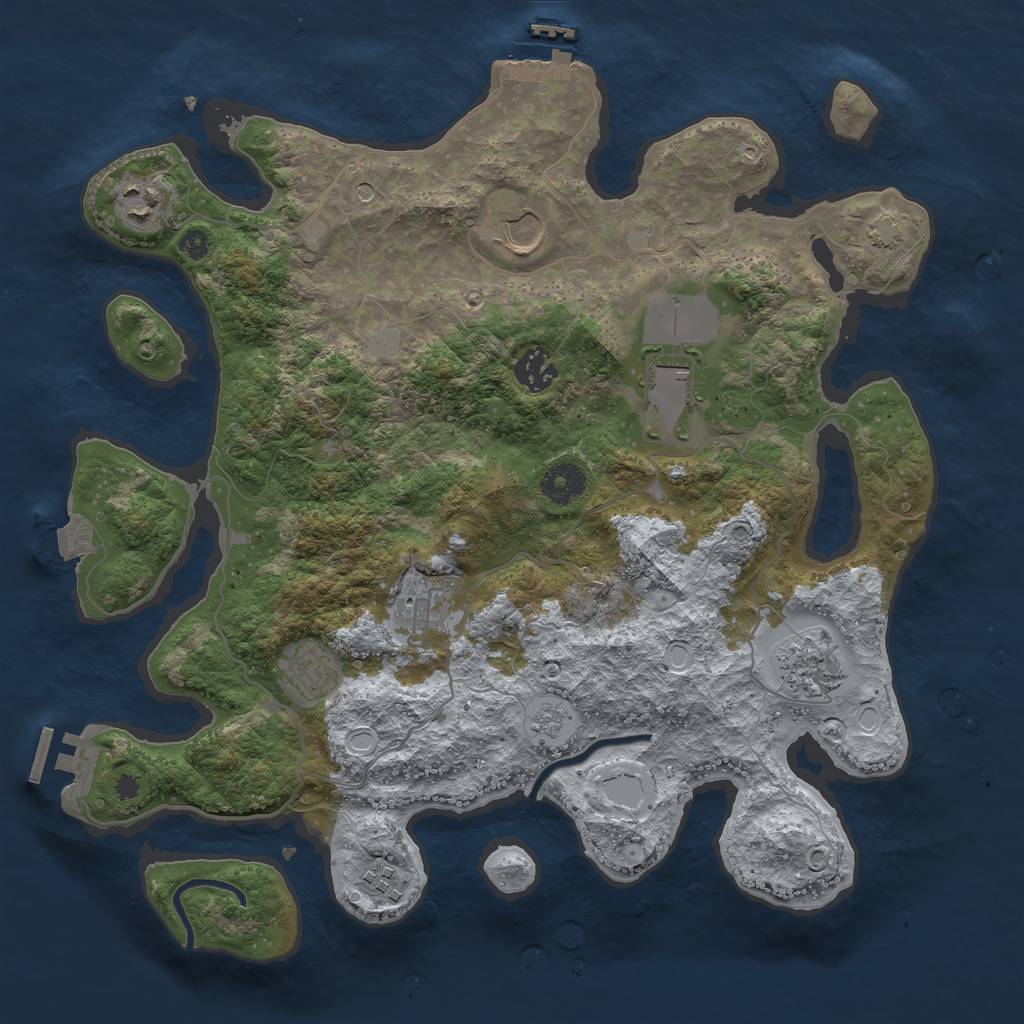 Rust Map: Procedural Map, Size: 3600, Seed: 22307, 16 Monuments