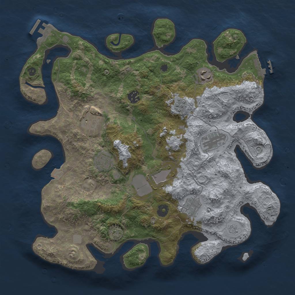 Rust Map: Procedural Map, Size: 3600, Seed: 12307, 16 Monuments