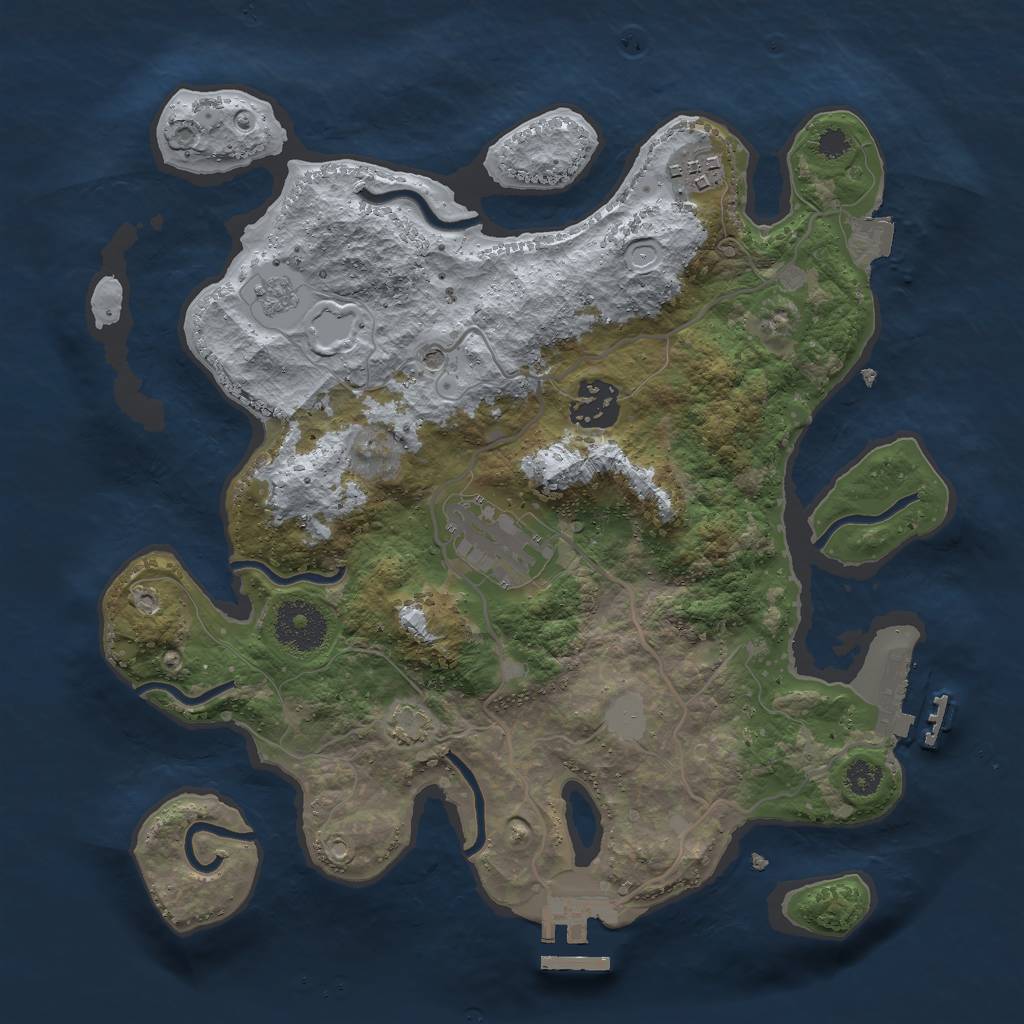 Rust Map: Procedural Map, Size: 3000, Seed: 2468346, 11 Monuments