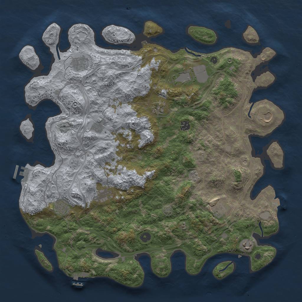 Rust Map: Procedural Map, Size: 4500, Seed: 1278054372, 19 Monuments