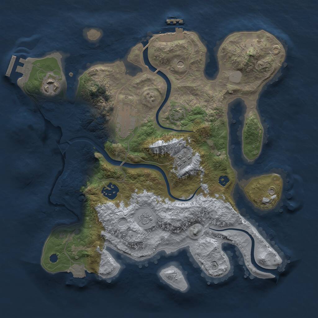 Rust Map: Procedural Map, Size: 3000, Seed: 93679, 10 Monuments