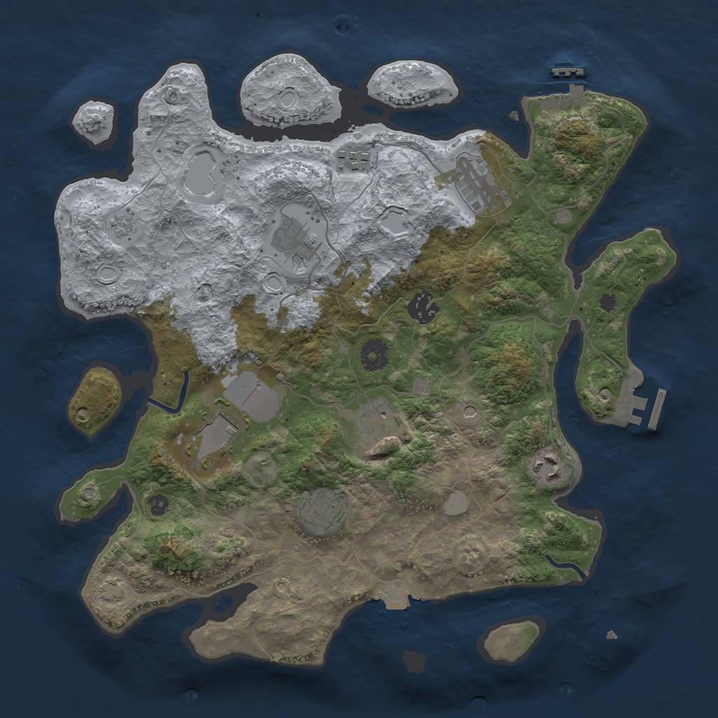 Rust Map: Procedural Map, Size: 3500, Seed: 7472262, 16 Monuments