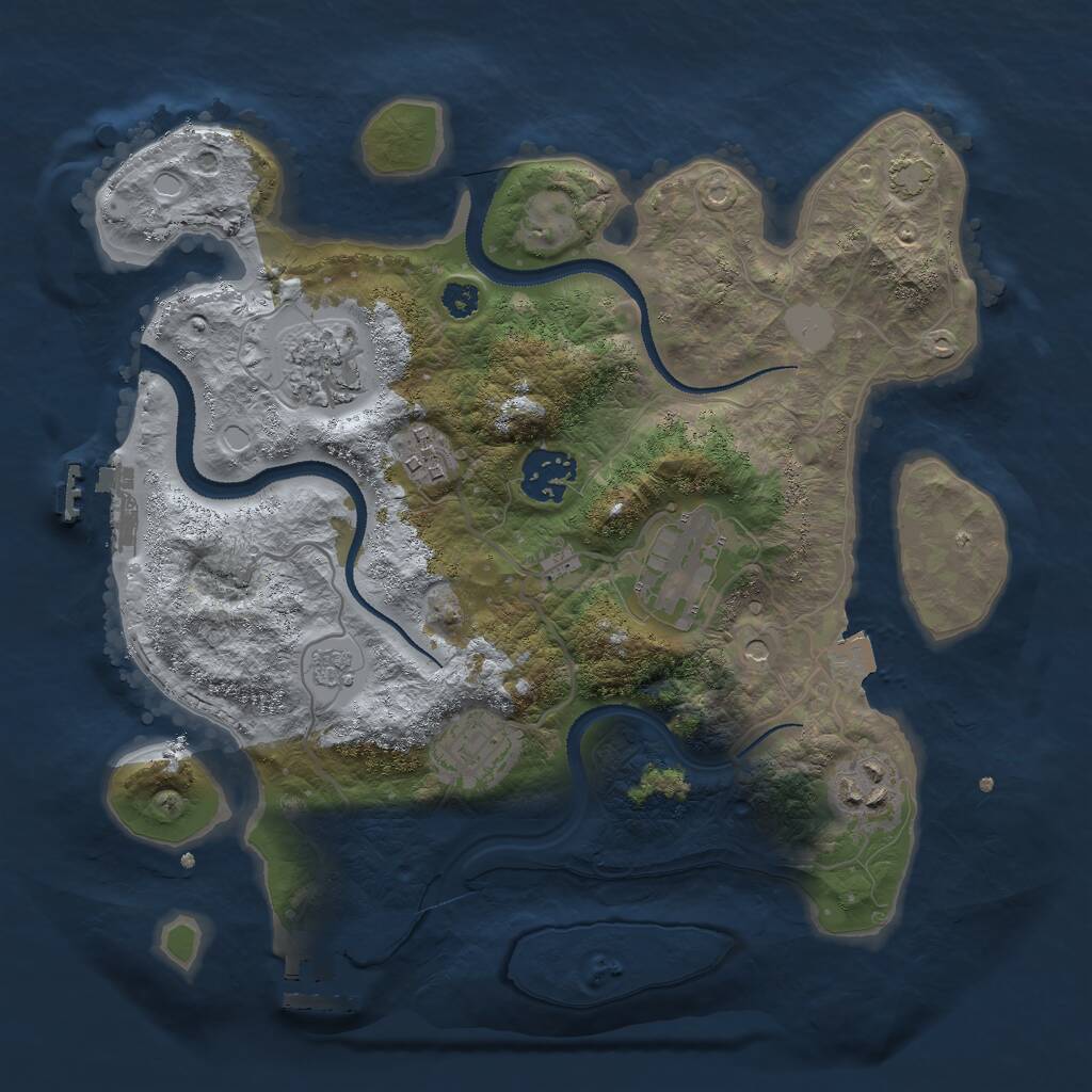 Rust Map: Procedural Map, Size: 3000, Seed: 13521, 12 Monuments