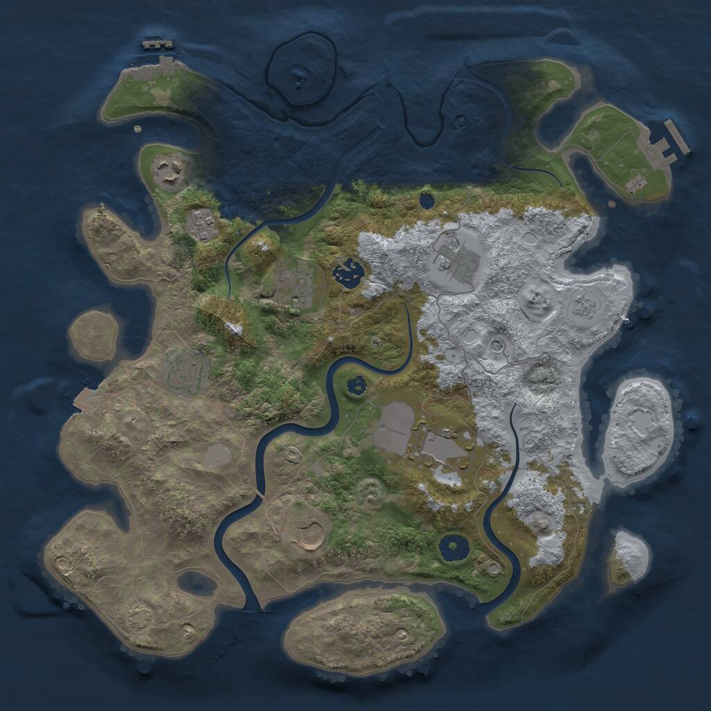 Rust Map: Procedural Map, Size: 3700, Seed: 928, 14 Monuments