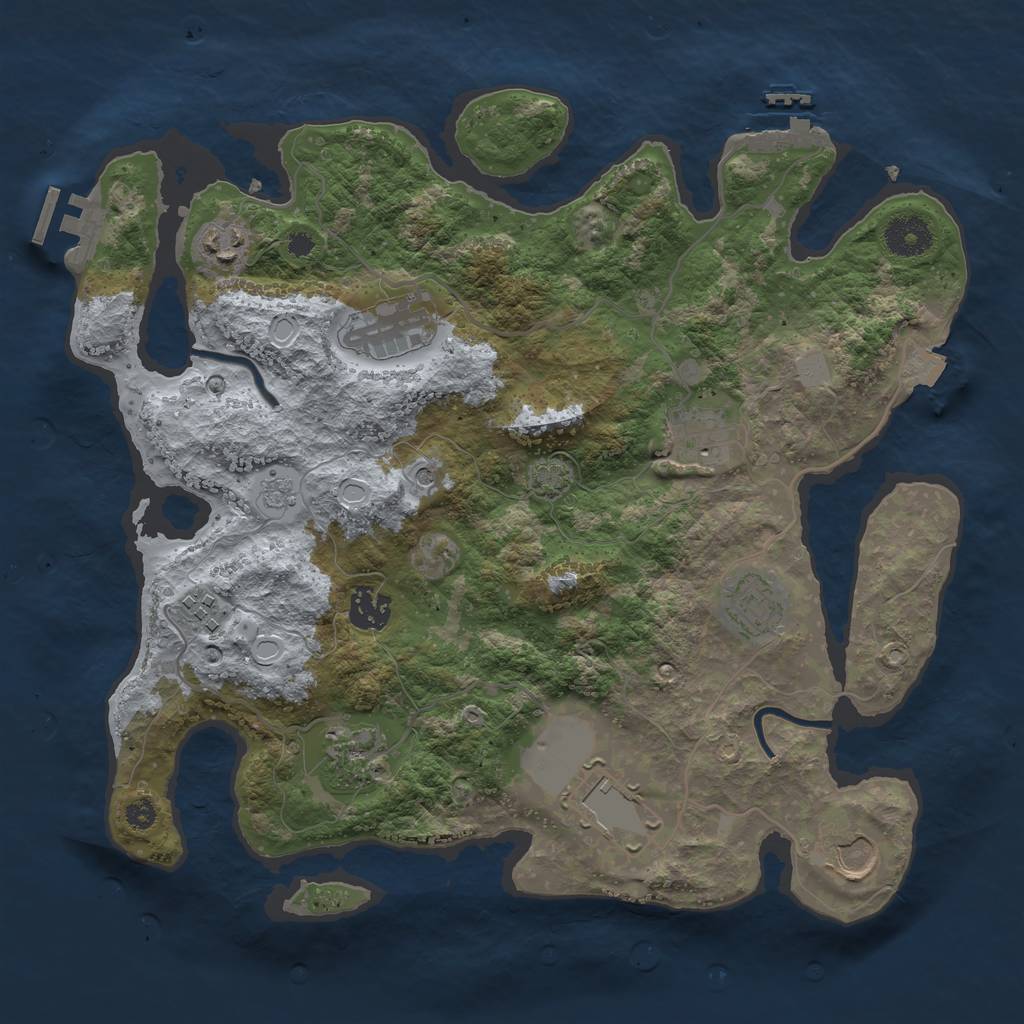 Rust Map: Procedural Map, Size: 3500, Seed: 1971737955, 17 Monuments