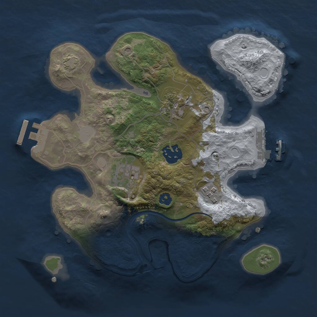 Rust Map: Procedural Map, Size: 2500, Seed: 338072560, 8 Monuments
