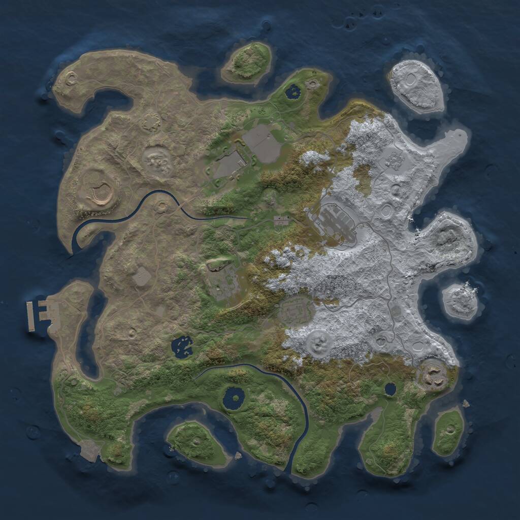 Rust Map: Procedural Map, Size: 3500, Seed: 74568, 12 Monuments