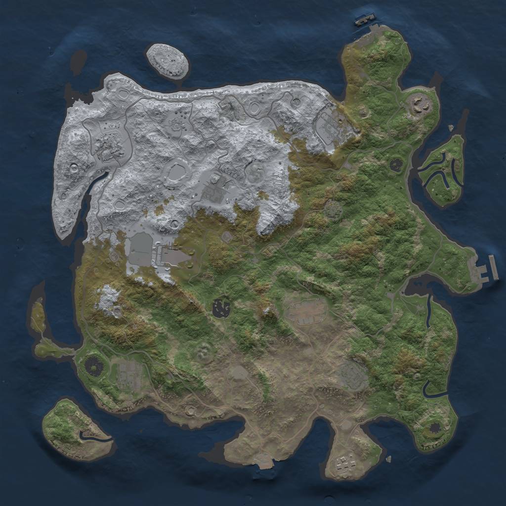 Rust Map: Procedural Map, Size: 4000, Seed: 1152261073, 18 Monuments