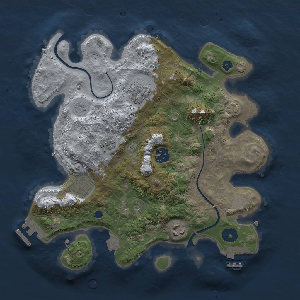 Rust Map: Procedural Map, Size: 3000, Seed: 883478664, 11 Monuments