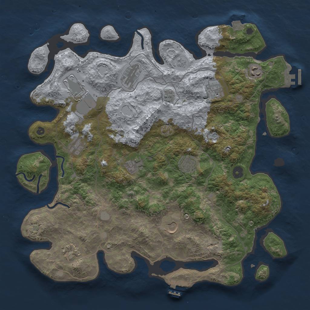 Rust Map: Procedural Map, Size: 4000, Seed: 529781932, 18 Monuments