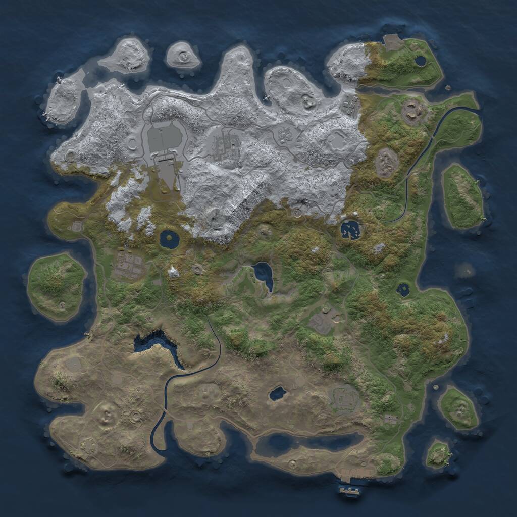 Rust Map: Procedural Map, Size: 4000, Seed: 529781932, 13 Monuments
