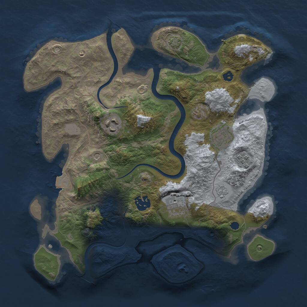 Rust Map: Procedural Map, Size: 3000, Seed: 19511, 9 Monuments