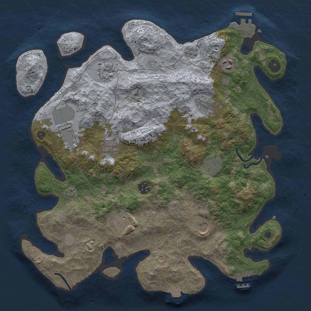 Rust Map: Procedural Map, Size: 3800, Seed: 422442, 18 Monuments