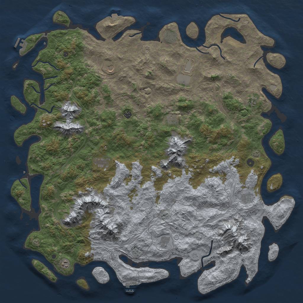 Rust Map: Procedural Map, Size: 6000, Seed: 93679, 19 Monuments