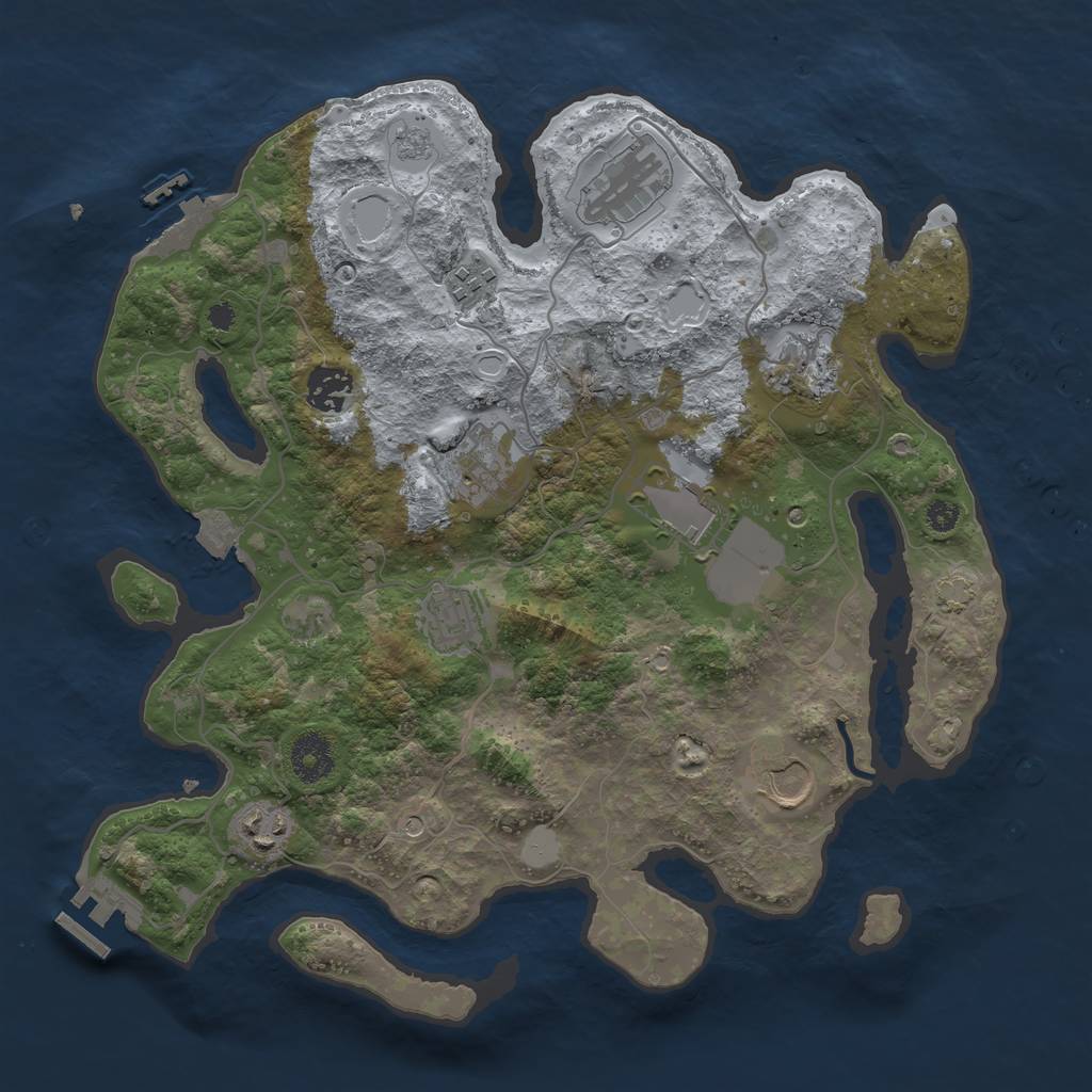 Rust Map: Procedural Map, Size: 3500, Seed: 28460514, 17 Monuments