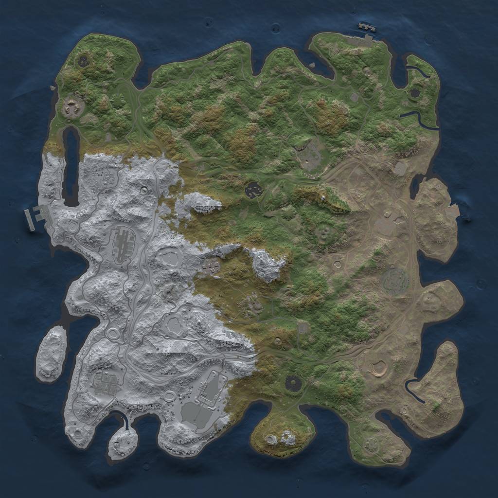 Rust Map: Procedural Map, Size: 4500, Seed: 117680685, 19 Monuments